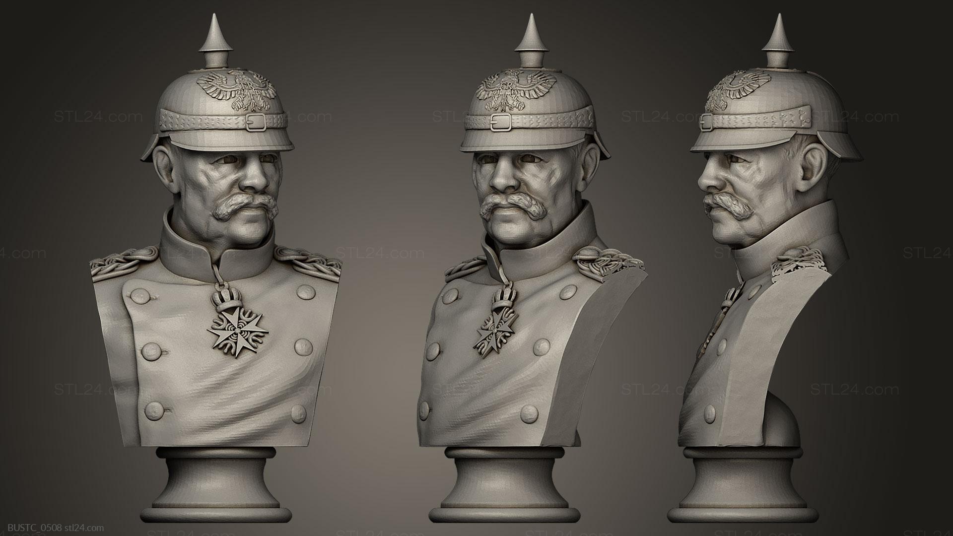 Бюсты и барельефы известных личностей (Прусский генерал, BUSTC_0508) 3D модель для ЧПУ станка